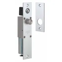 This mortise bolt lock from SECURITY DOOR measures 8 inches in height, 1/8 inch in width, and 1 1/2 inches in length. Designed for surface or recessed mounting on doors, it slides a bolt into a strike plate to secure the door. Commonly used on commercial or industrial doors to provide additional locking strength