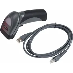 This corded 2D barcode scanner from BRADY is designed for scanning labels, tags, and screens in demanding environments. It connects via cable and includes the scanner cable. Typical applications include inventory management, asset tracking, and work order processing in industrial, retail, and hospitality settings.