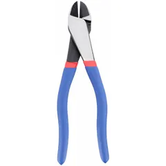 Straight, oval jaw pliers with 1 in jaw length and 1 1/8 in jaw width. 8 in overall length. Designed for flush cutting wire, cable, and small fasteners in electrical, maintenance, and assembly tasks.