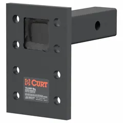 This steel pintle mount features a 2 in shank diameter and a 6 x 7 in mounting plate. It is designed for attaching a pintle hitch to a vehicle receiver for towing trailers with lunette rings in heavy-duty applications.