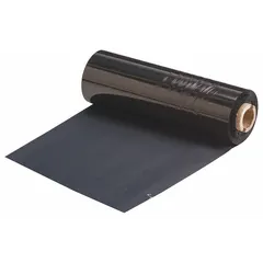 Black resin ribbon for thermal transfer printing, compatible with THT 1" core printers and BBP12 printer series. Provides high temperature resistance. RoHS compliant. Used for durable labels in industrial identification applications.