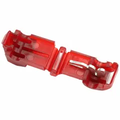 This 1-port T tap wire connector from 3M uses insulation displacement termination for tapping into a continuous wire run. It is rated for 600 V and accepts run sizes from 22 AWG to 18 AWG. The maroon housing is not moisture resistant. Suitable for industrial electrical systems requiring a reliable tap connection.