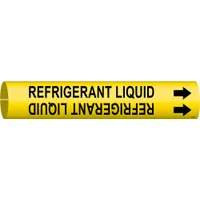 Pipe Marker: Refrigerant Liquid, Yellow, Black, Fits 1 1/2 to 2 3/8 in Pipe O.D., 1 Pipe Markers (MPN 4117-B)
