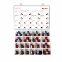 Line blockoff kit for terminating air lines in vehicle pneumatic systems. Seals the end of circuits in braking or suspension systems to prevent leaks during repairs or decommissioning. Type 76077