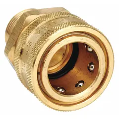 Brass coupling body for quick, leak-free connection and disconnection of hydraulic lines. Features 3/8"-18 Male NPTF threads and a maximum flow rate of 45.42 lpm. Suitable for use in hydraulic circuits in industrial fluid-power systems, mobile equipment, and machine tools.