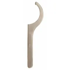 Fixed-hook spanner wrench with 5/16 in hook thickness and 8 in overall length. Nonsparking construction for use in environments where spark-free tools are required. Suitable for adjusting locknuts and retaining rings in industrial machinery.