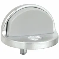 Floor-mounted dome door stop for protecting walls and doors when opened fully. Chrome finish, gray color. Width 1 13/16 in, overall height 1 1/8 in. Suitable for commercial or industrial applications