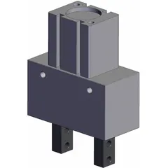 Two-finger parallel gripper with 20 mm stroke, operating from 15 psi to 87 psi. Used for gripping and releasing components in industrial automation, such as assembly, pick-and-place, and machine-tending applications.