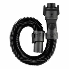 This 6 ft stretchable vacuum hose is made of black plastic and features a 1 7/8 in diameter. It is designed for flexible routing in tight spaces during debris collection, dust extraction, and general cleanup tasks in workshops, construction sites, and manufacturing facilities.