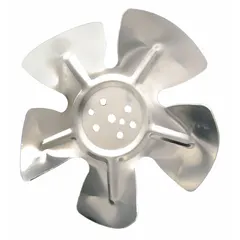 Aluminum fan blade with 5 blades and 8-inch diameter. Designed for clockwise-facing discharge. Suitable for moving air in HVAC and refrigeration systems such as condenser fans and unit coolers.