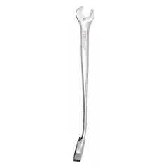 This metric 12-point ratcheting combination wrench is made of alloy steel with a chrome finish. It has an 8 mm head size and a 5 7/8-inch overall length. The ratcheting box end allows for efficient fastener tightening or loosening in confined spaces. Suitable for general mechanical and industrial applications.