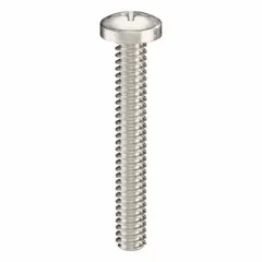 Pan head machine screw with #6-32 thread, 1 in length, made from 18-8 stainless steel with plain finish. Phillips drive size #2. Supplied in a pack of 50. Suitable for general fastening applications in industrial assemblies, electrical enclosures, and machinery.