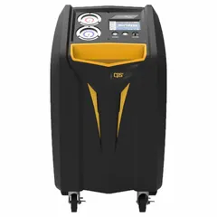 The CPS MX3030 is a heavy-duty AC recovery and recycling machine for R-134a refrigerant. It features a 30 lb tank capacity and meets SAE J3030 standards. The unit includes A/C component flushing functionality and is operated via a capacitive touch LCD display. Suitable for recovering, recycling, and recharging vehicle AC systems.