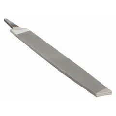 This tapered single-cut rectangular file is designed for precision metal shaping and deburring. The second-cut grade provides medium stock removal with a smooth finish. It features a natural finish and measures 12 inches in length without tang, 1 1/8 inches in width, and 17/64 inches in thickness.