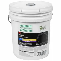 3M 30NF is a clear, water-resistant, low-odor contact adhesive supplied in a 5-gallon pail. It bonds glass, ceramic, and porcelain to non-porous or porous surfaces. Suitable for roll-on application, it meets SCAQMD standards with VOC content less than 80 g/L and is heat resistant.