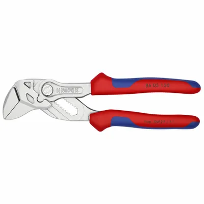 KNIPEX Plier Wrench: Flat, Push Button, 1 in Max Jaw Opening, 6 in Overall Lg - Flat-Jaw Tongue & Groove Pliers