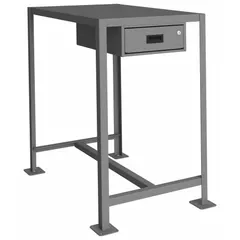 Fixed-height steel-top worktable with a 36 in x 24 in work surface and 2000 lb overall load capacity. Constructed with a steel top and steel frame. Suitable for industrial workshops, assembly lines, and maintenance areas for heavy-duty tasks such as fabrication, repair, and assembly. Not expandable or modular.