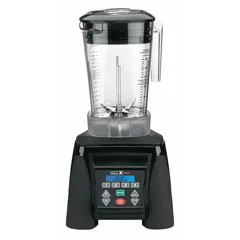 This heavy-duty blender features a 3 1/2 hp motor with 2 speeds and pulse function, operated via electronic keypad. The 48 oz copolyester jar is suitable for blending frozen drinks, smoothies, sauces, and purees in commercial kitchens, bars, and restaurants. Operates on 120V AC. Does not include sound enclosure.