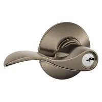 SCHLAGE office lever lockset with Accent design and F81 function. Satin nickel-plated, blackened, satin relieved, clear coated finish. Suitable for commercial office doors requiring privacy with emergency access; locks from inside, key override from outside