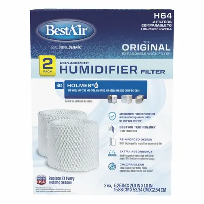 BESTAIR H64-2PK-PDQ-2 Humidifier Pads for Portable Humidifiers (2-Pack)