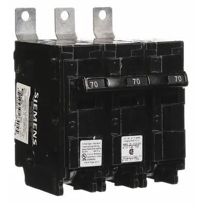 Siemens B370H BL Series Miniature Circuit Breaker, 70A, 240V AC, 3-Pole, Bolt-On - B Series, Bolt-On Siemens Miniature Circuit Breakers