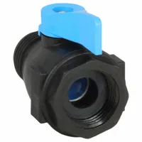 This 3/4-inch PVC ball valve features a full port design for minimal pressure drop. Straight configuration with female garden hose thread (FGHT) x male garden hose thread (MGHT) connections. Lever handle provides quick on/off flow control. Suitable for water and chemical handling applications requiring corrosion resistance