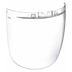 This SELLSTROM replacement visor is made of clear polycarbonate, offering impact resistance for general-purpose face shields. With a 9 in height and 0.06 in thickness, it is suited for industrial environments where protection from splashes and debris is required.