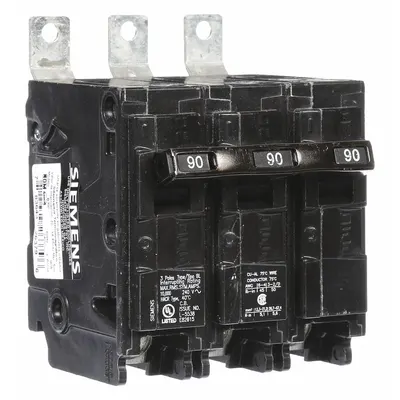 SIEMENS B390 Miniature Circuit Breaker, 90A, 240V AC, 3-Pole, BL Series - B Series, Bolt-On Siemens Miniature Circuit Breakers