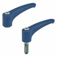 ELESA Adjustable Handle: Threaded Stud, 5001, Blue, Plastic, M10 Thread, 95 mm Lg, 40 mm Thread Lg (MPN 198829)