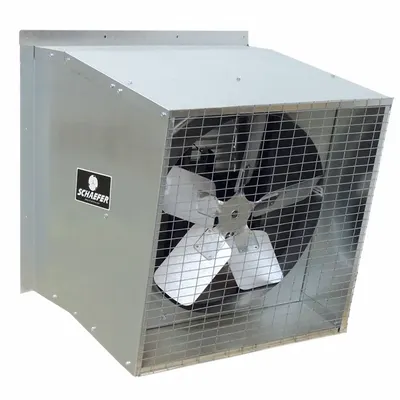 SCHAEFER Exhaust Fan: Belt Drive, 30 in Blade, 1/2 hp, Totally Enclosed Air Over - Belt-Drive Slant-Wall Exhaust Fans