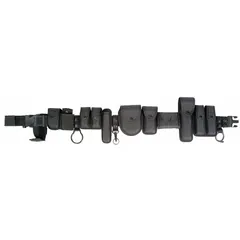 Nylon duty belt pouch kit in black, measuring 14 3/4 inches by 6 1/2 inches. Designed to attach to a 2-inch belt for organizing and carrying essential gear during patrol or tactical operations.