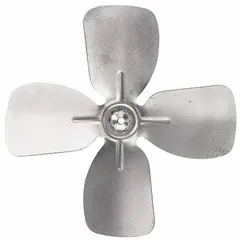 Aluminum fan propeller with 5 blades and an 8 3/4-inch diameter. Designed for clockwise-facing discharge. Used in HVAC and refrigeration systems to move air across coils or heat exchangers in condenser fans, evaporator units, and ventilation applications.