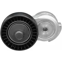 Self-adjusting belt tensioner with 1 pulley, 2 1/2 in outside diameter. Automatically maintains proper tension on serpentine or accessory drive belts to prevent slippage and reduce wear on pulleys and belt-driven components