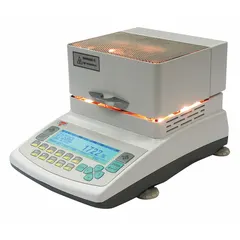 The TORBAL AGS120 is a moisture analyzer with a 120 g capacity and 0.001 g readability. It features an LCD display, USB interface, and an oven temperature range of 0°C to 250°C. Moisture measurement repeatability is 0.100 %. The scale height is 8 1/2 inches. Used in laboratories for determining moisture content in samples.