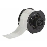Vinyl, white (matte) precut label roll measuring 3 1/8 in x 1 in. Designed for permanent identification of wires and cables from 8 AWG to 4 AWG. Compatible with BBP33 printer series; requires B30-R4300 ribbon. Used for wrapping around wires and cables in industrial facility identification