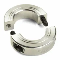This balanced shaft collar from RULAND MANUFACTURING is a two-piece, round, clamp-on design with a 1-1/16 inch bore diameter. Made from 2024 aluminum, it is intended for use in high-speed rotating applications such as CNC spindles, robotics, and precision machinery where minimizing vibration and maintaining balance is critical