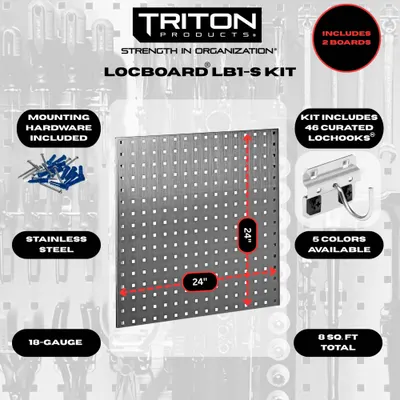 TRITON PRODUCTS Square-Hole Pegboard Panel & Accessory Kit - Square-Hole Pegboard Panel & Accessory Kits