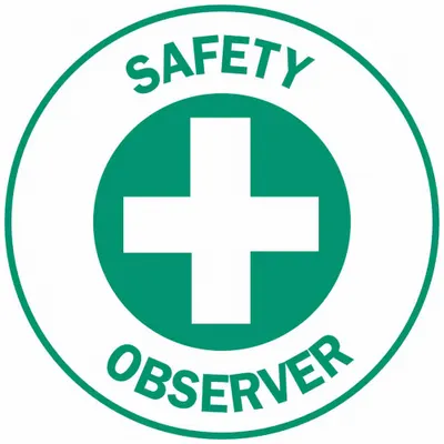 BRADY Hard Hat Label Safety Observer 2 in Dia English Non-Reflective Circle 4 PK
