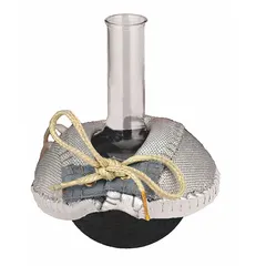This cloth-housed upper hemisphere heating mantle is designed for controlled heating of round-bottom flasks in laboratory synthesis, distillation, and extraction processes. It features a fiberglass cloth mantle material, 300 W maximum wattage, and a maximum temperature of 450°C. The unit includes a 4 ft power cord and does not require or include a controller.