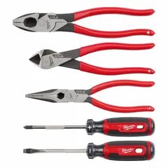 This 5-piece tool-only set includes a Lineman's Pliers and a #2 Slotted Screwdriver, suitable for cutting, gripping, and screwdriving tasks in electrical and mechanical applications. SAE-sized, the kit covers a range of 10 or less pieces.
