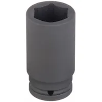 WESTWARD Impact Socket: 3/4 in Drive Size, SAE, 1 1/4 in Socket Size, 6-Point, Deep, Black Phosphate