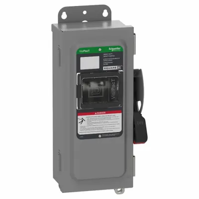 SCHNEIDER Safety Switch: Non-Fusible, 200 A, Three Phase, 600V AC/DC, Galvanized Steel - Non-Fusible Safety Switches