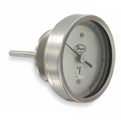 Dwyer Back-Mount Fixed-Angle Sanitary Clamp Dial Thermometer - Back-Mount Fixed-Angle Sanitary Clamp Dial Thermometers