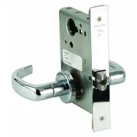 Passage lever lockset for interior doors where locking is not required, such as hall or closet doors. Features a bright chromium-plated forged brass finish in the L Sparta style. ANSI function code F01 with a locked/unlocked visual indicator. Not ADA compliant or ligature-resistant