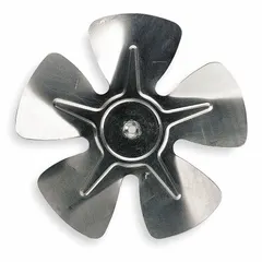 Aluminum fan blade with 5 blades and 8-inch diameter. Suitable for use in HVAC and refrigeration air-moving equipment such as condenser fans and evaporator units.