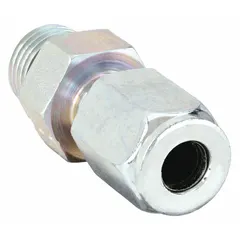 Steel adapter from the Ferulok series, designed for flareless bite-type connections. Connects 1/2 in OD tubing to 1/2 in pipe size ports with a 1-1/16-12 thread. Suitable for hydraulic, pneumatic, and instrumentation systems requiring leak-resistant joints under pressure.