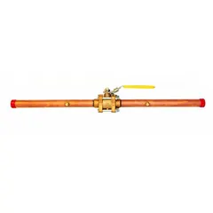 This manual two-way ball valve features a bronze body with full port ball port for minimal flow restriction. It has a straight configuration with MNPT x Tube connections and a locking lever handle. The valve is cleaned and bagged for oxygen service, suitable for industrial gas or fluid systems requiring high cleanliness.