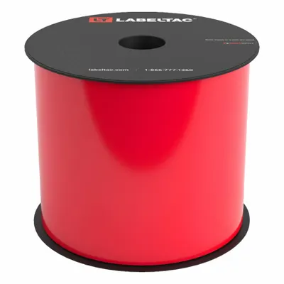 CREATIVE SAFETY SUPPLY LabelTac Pro Model Magnetic Supply: 4 in x 25 ft, Vinyl, Red (Gloss) - LabelTac Thermal Transfer Continuous Label Rolls