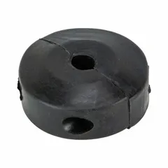Ball stop accessory for cord reels, compatible with reels using SJ 10/4 and SW 12/4 - 10/4 cables. Overall length 2 1/4 in, overall height 49/50 in. Used as a stop mechanism to limit cable travel on universal cord reels.