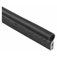This round-bulb edge trim seal features a PVC outer material with an EPDM bulb at the bottom, providing a flexible sealing surface. It has a 3/8 in leg length and a single-tongue gripping style for secure attachment to panel edges. The seal is 25 ft long, black in color, and complies with UL50E File MH49032. Commonly used to protect and seal edges in enclosures and industrial equipment